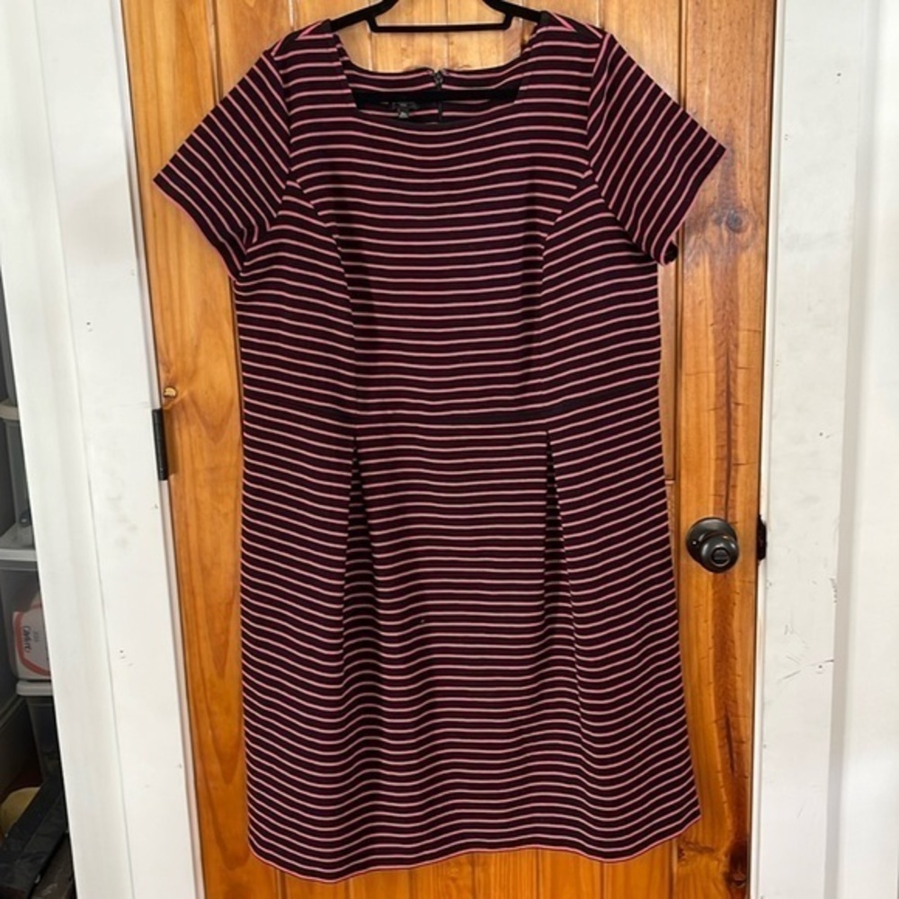 Talbots Woman Black and Pink Short Sleeve Knit dress Zip back 18W